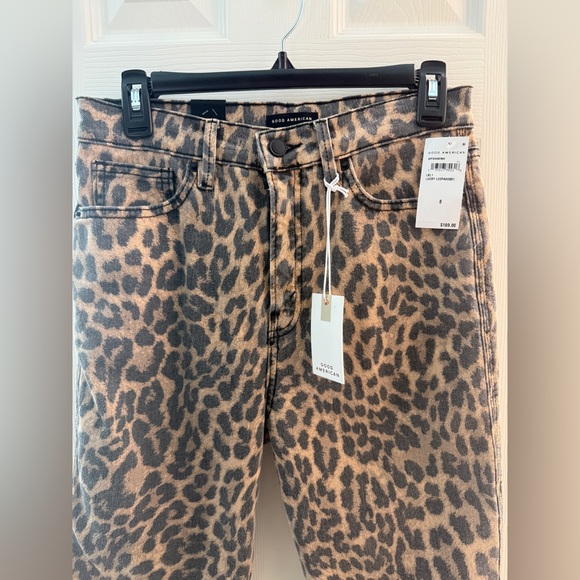 Good American Kick Flare Leopard Jeans-Size 8-NWT - Picture 5 of 13